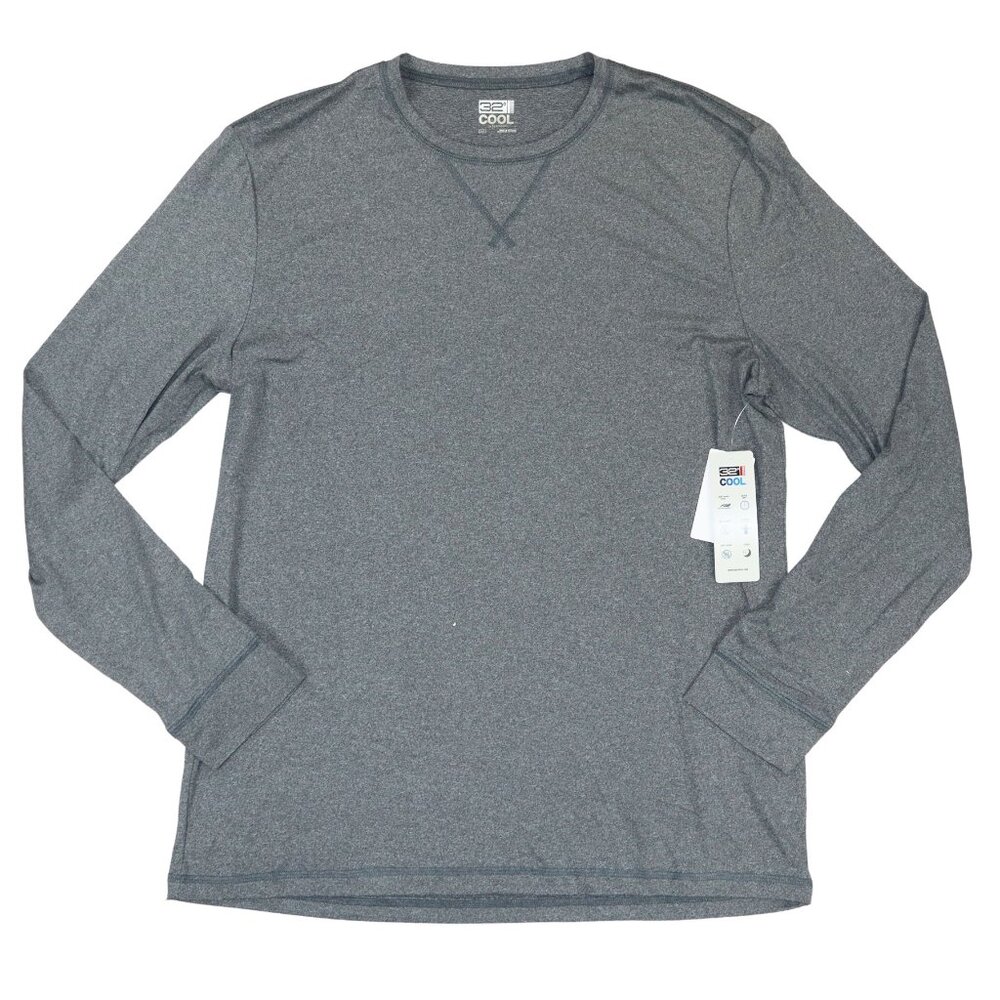 32 Degrees Heat Sleepwear Long Sleeve Solid Crew Neck Men's T-Shirt L NWT Gray
